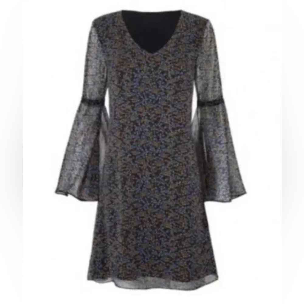 Cabi Poise Shift Dress Bell Sleeves Ditsy Floral Style 3648 Small Whimsigoth